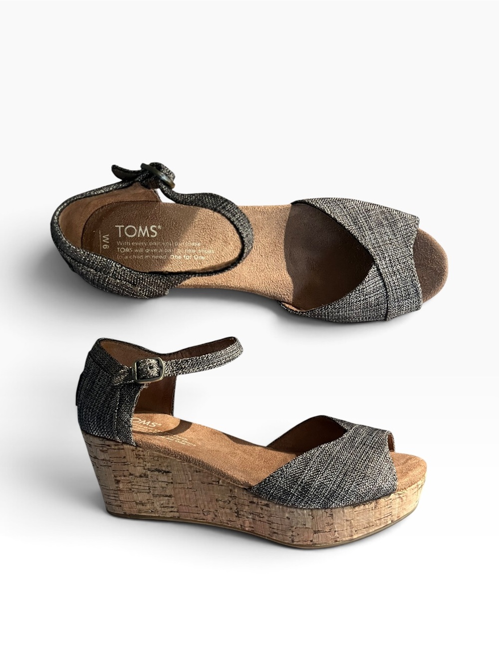 Women’s TOMS Metallic Burlap Wedge Sandals